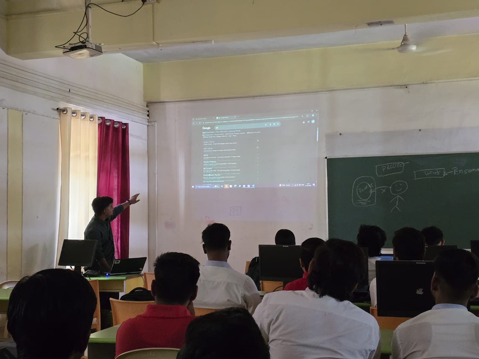 Students working on computers in a lab during CodeAcharya training